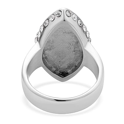 Lab Created Opal and White Austrian Crystal Ring in Stainless Steel (Size 10.0) 3.00 ctw