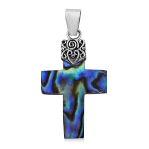 Abalone Shell Cross Pendant in Sterling Silver