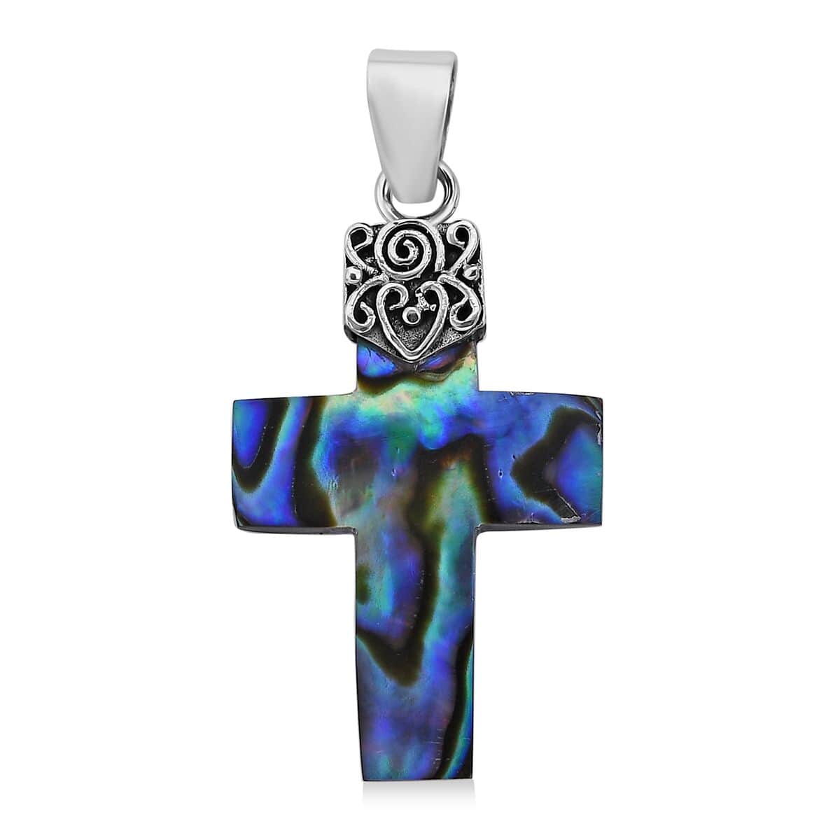 Abalone Shell Cross Pendant in Sterling Silver image number 0