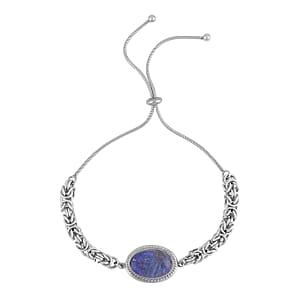 Lapis Lazuli Bolo Bracelet in Stainless Steel , Tarnish-Free, Waterproof, Sweat Proof Jewelry