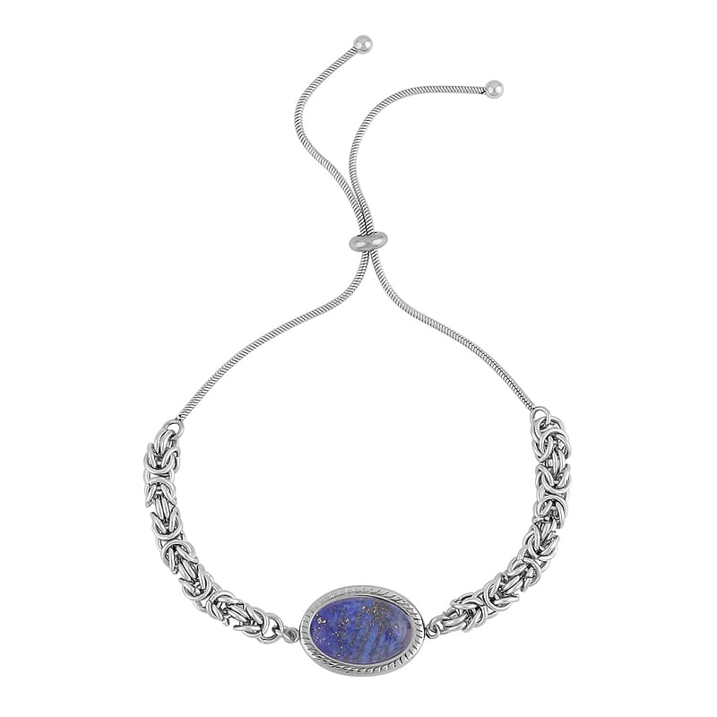 Lapis Lazuli Bolo Bracelet in Stainless Steel , Tarnish-Free, Waterproof, Sweat Proof Jewelry