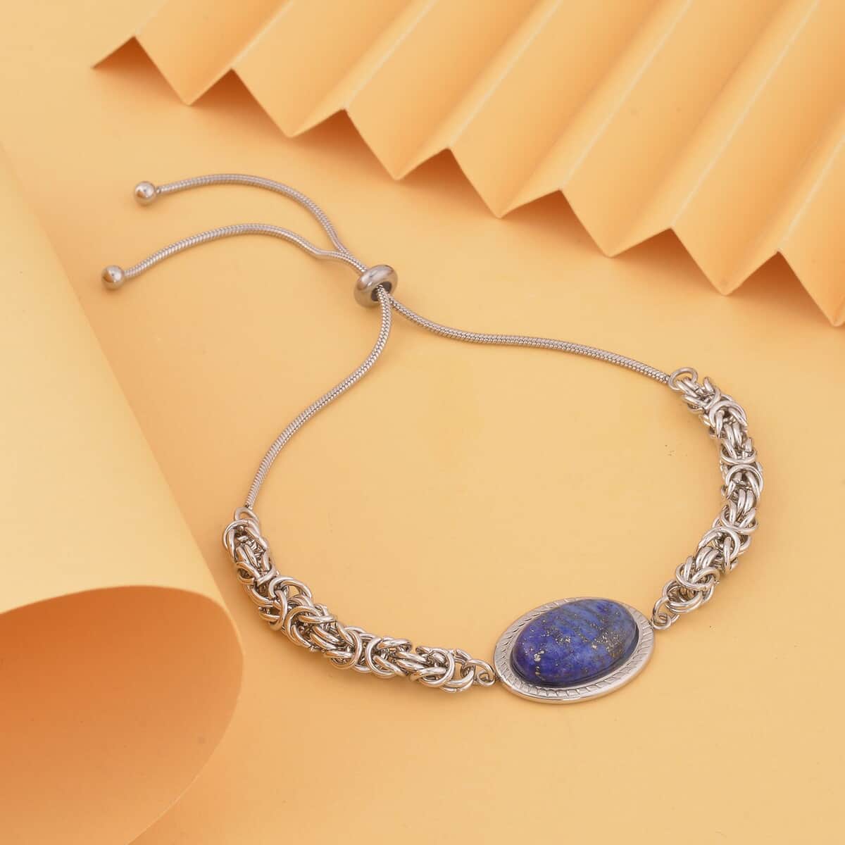 Lapis Lazuli Bolo Bracelet in Stainless Steel image number 1