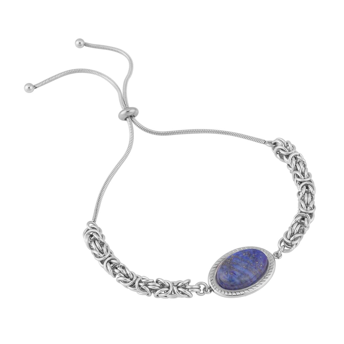 Lapis Lazuli Bolo Bracelet in Stainless Steel image number 2