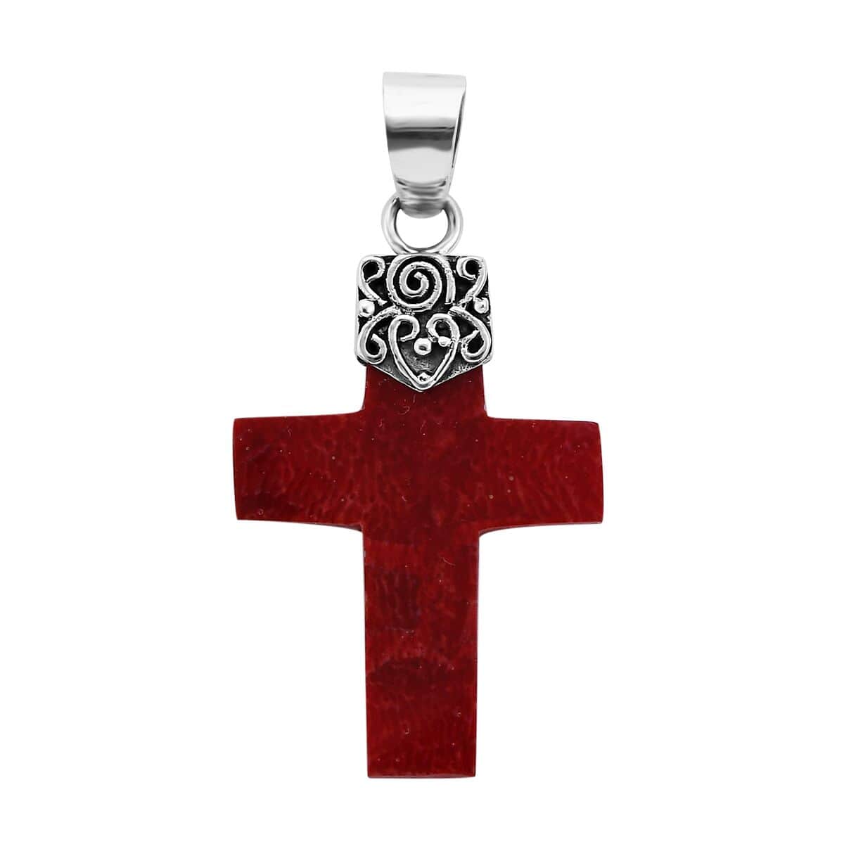 Sponge Coral Cross Pendant in Sterling Silver image number 0