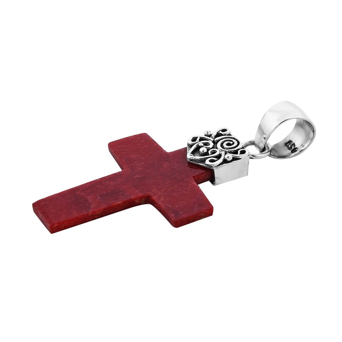 Sponge Coral Cross Pendant in Sterling Silver image number 3