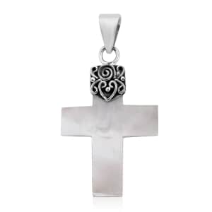 Mother Of Pearl Cross Pendant in Sterling Silver