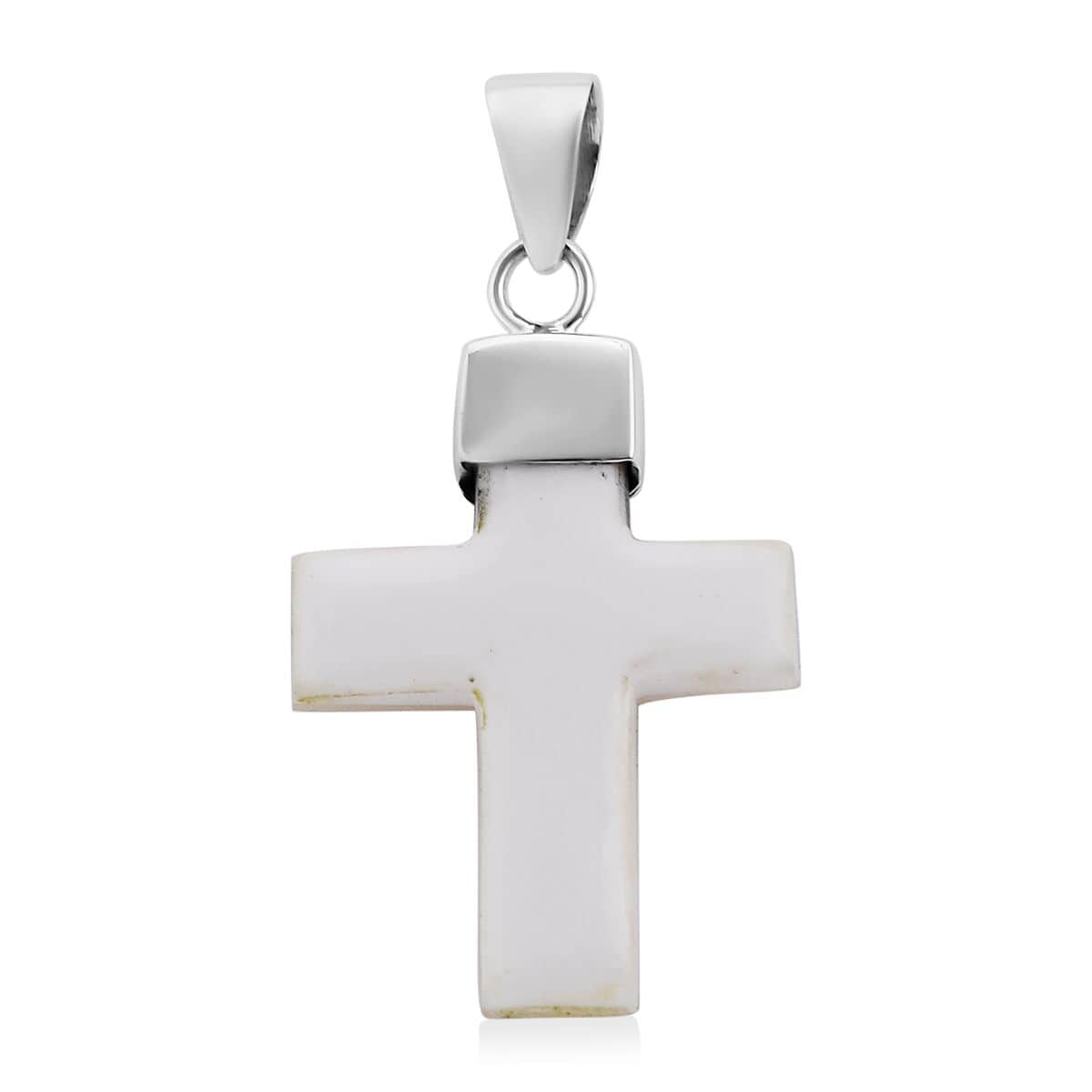 Mother Of Pearl Cross Pendant in Sterling Silver image number 4