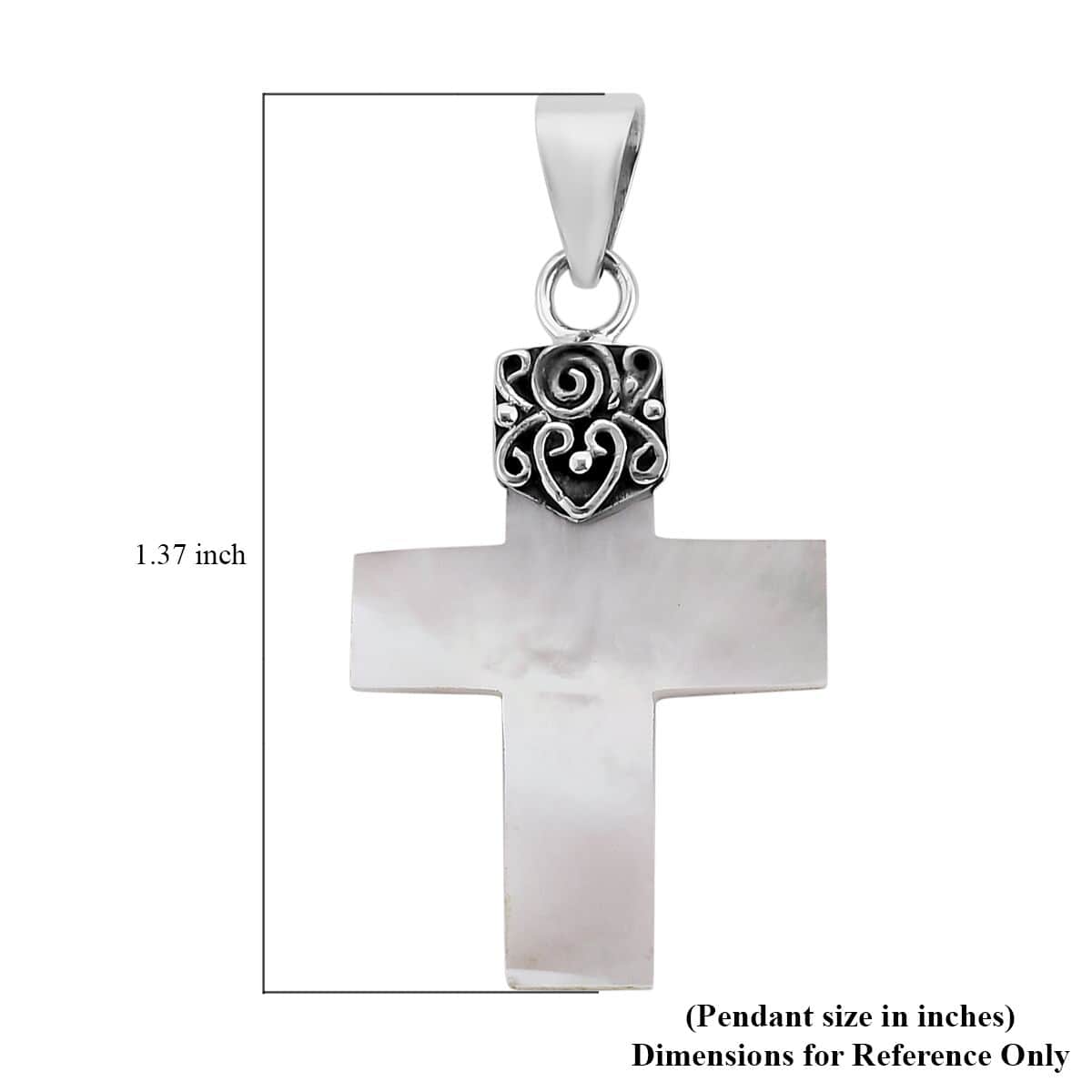 Mother Of Pearl Cross Pendant in Sterling Silver image number 5