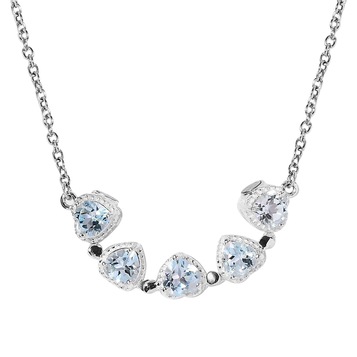 Sky Blue Topaz Heart Shape Openable Necklace 18 Inches in Stainless Steel and Sterling Silver 1.00 ctw image number 0