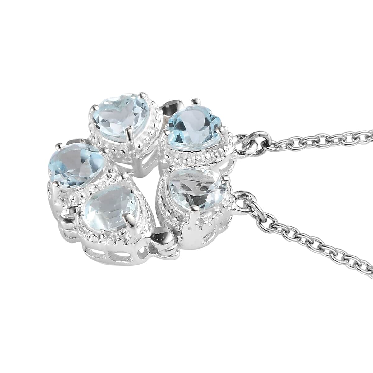 Sky Blue Topaz Heart Shape Openable Necklace 18 Inches in Stainless Steel and Sterling Silver 1.00 ctw image number 5