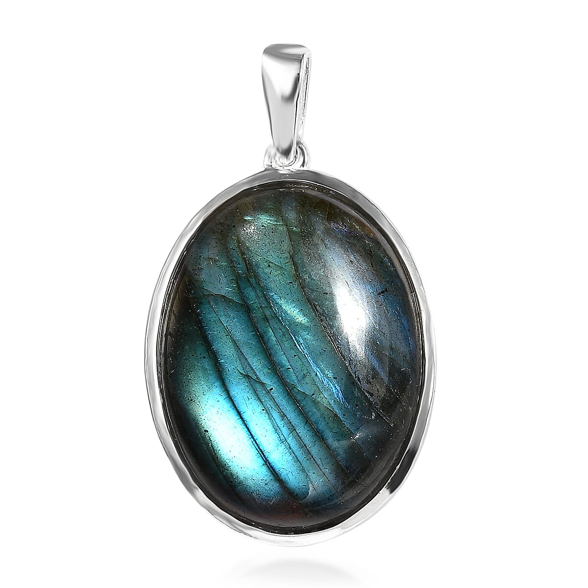 Buy Malagasy Labradorite Solitaire Pendant in Sterling Silver 16.85 ctw ...