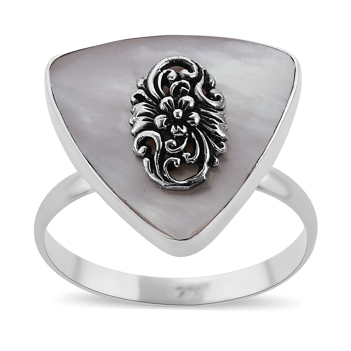 Mother Of Pearl Ring in Sterling Silver (Size 10.0)