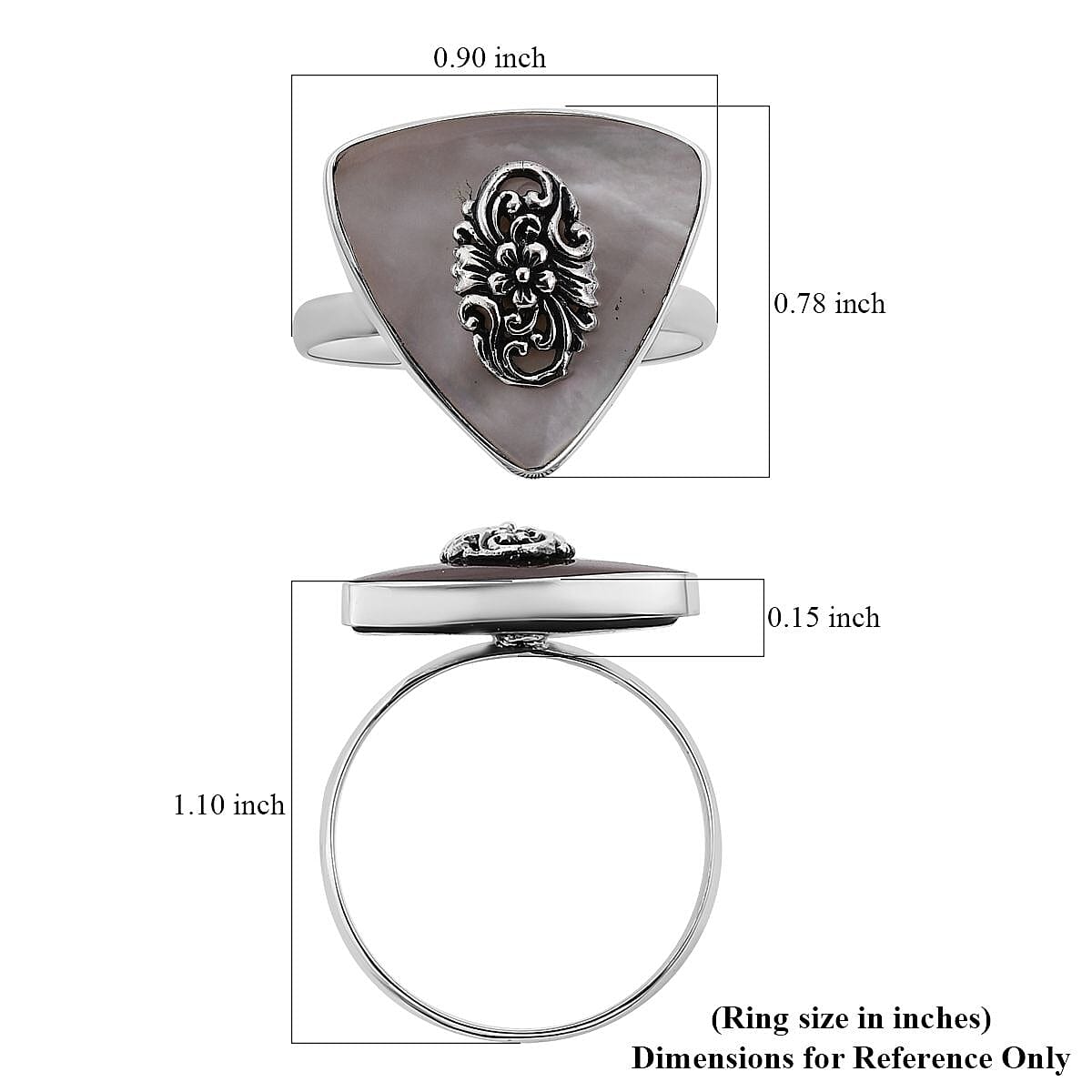 Mother Of Pearl Ring in Sterling Silver (Size 10.0)