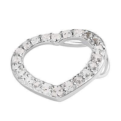 White Zircon Heart Pendant in Sterling Silver 1.15 ctw