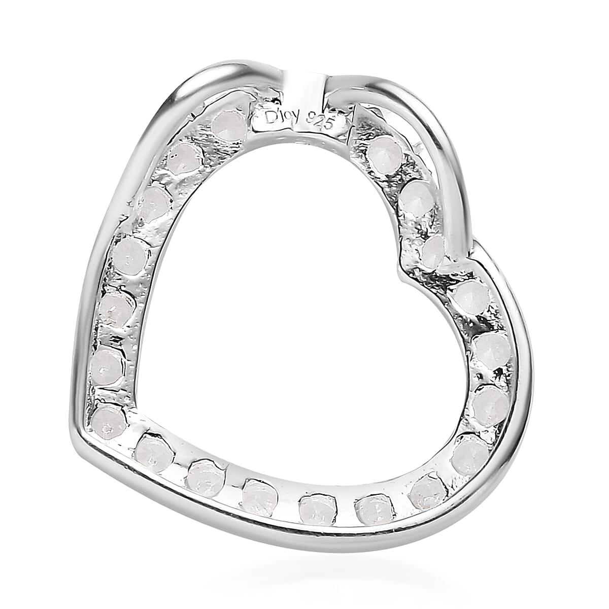 Natural White Zircon Heart Pendant in Sterling Silver 1.15 ctw image number 4