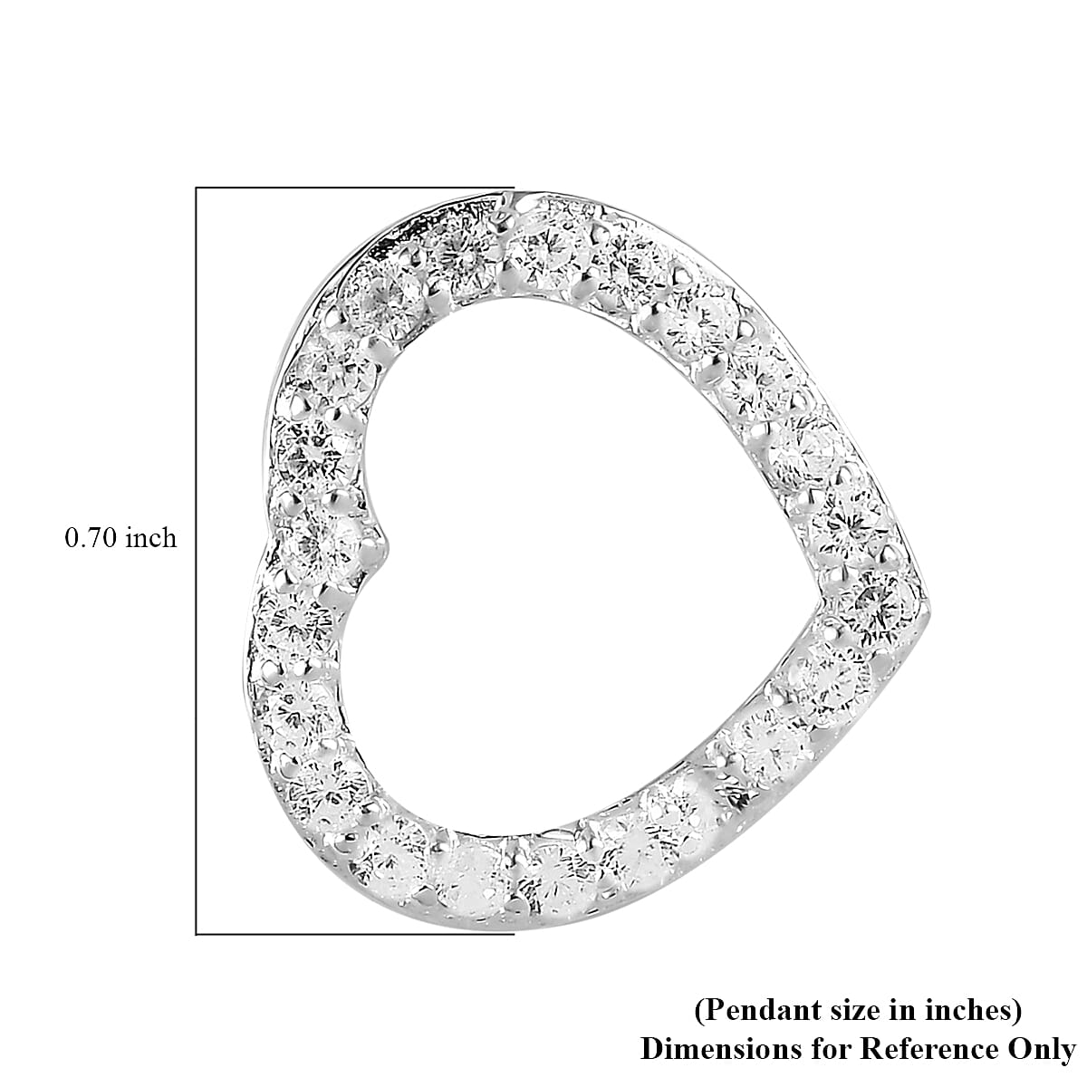 Natural White Zircon Heart Pendant in Sterling Silver 1.15 ctw image number 5