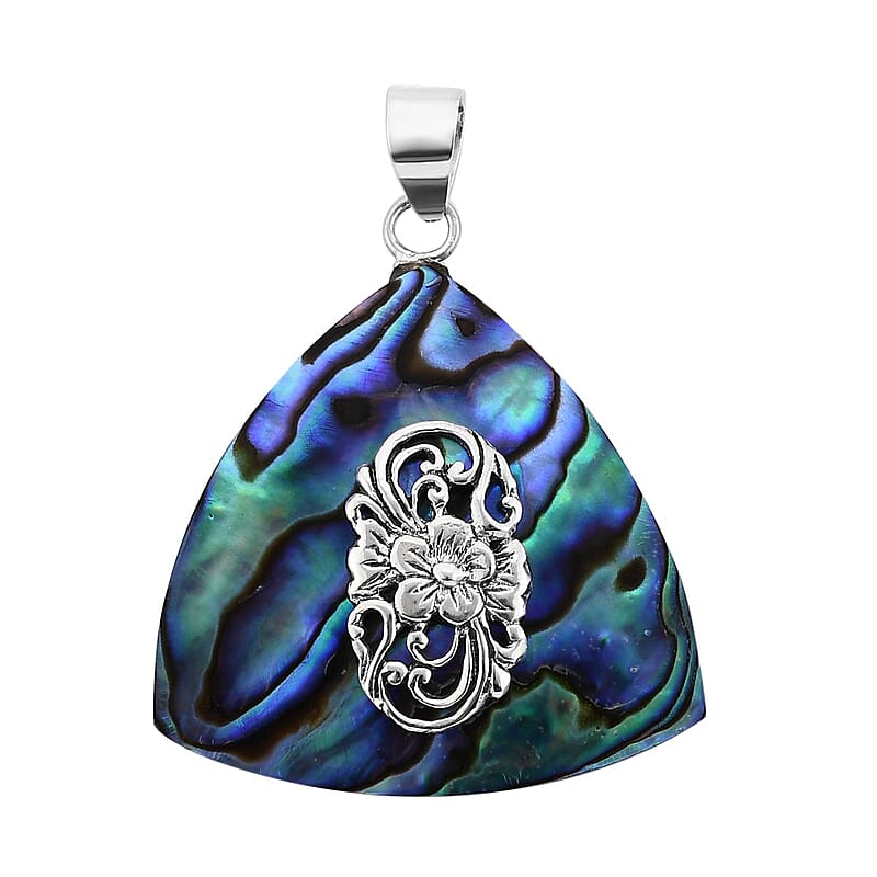 Abalone Shell Trillion Pendant without Chain in Sterling Silver