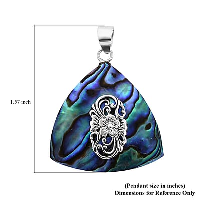 Abalone Shell Trillion Pendant without Chain in Sterling Silver