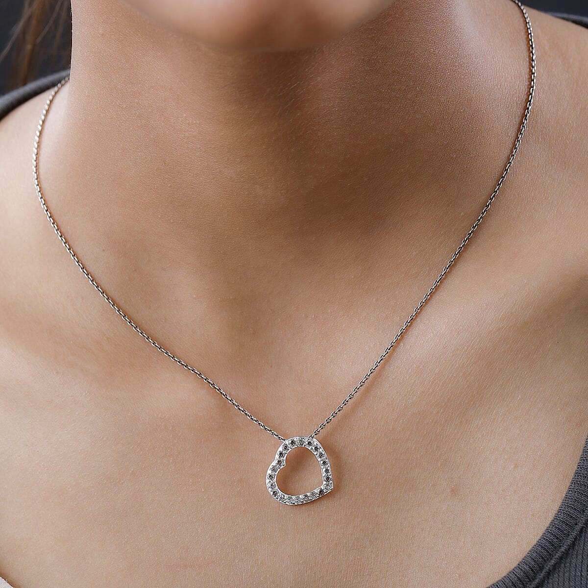 Brown Zircon Heart Pendant without Chain in Sterling Silver 1.15 ctw image number 2