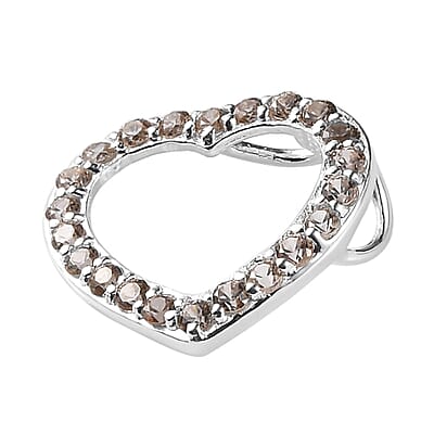 Brown Zircon Heart Pendant without Chain in Sterling Silver 1.15 ctw