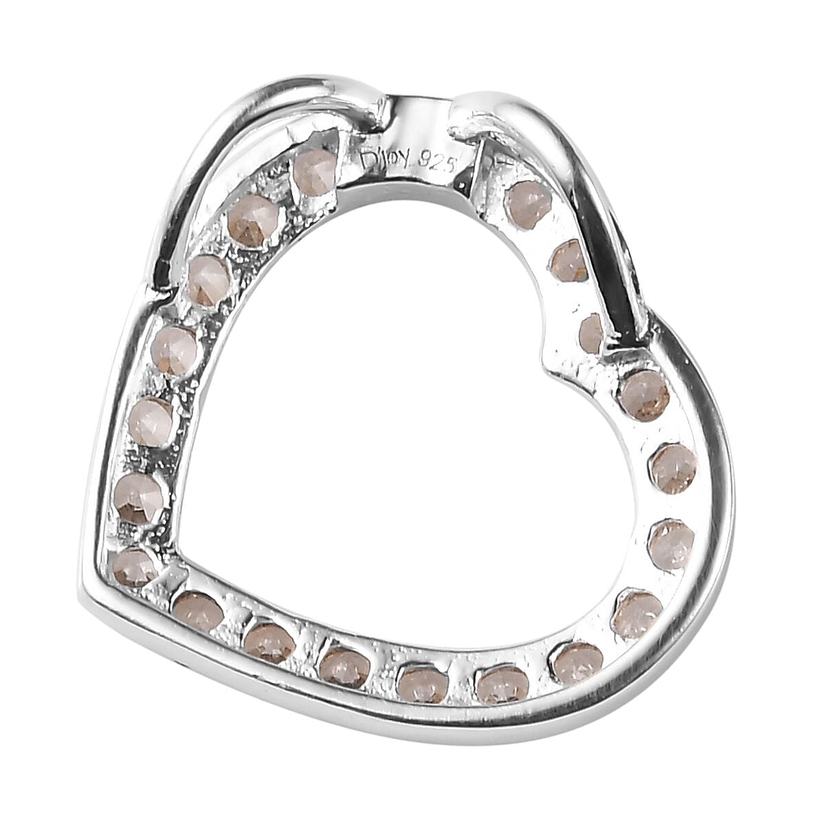 Brown Zircon Heart Pendant without Chain in Sterling Silver 1.15 ctw image number 4
