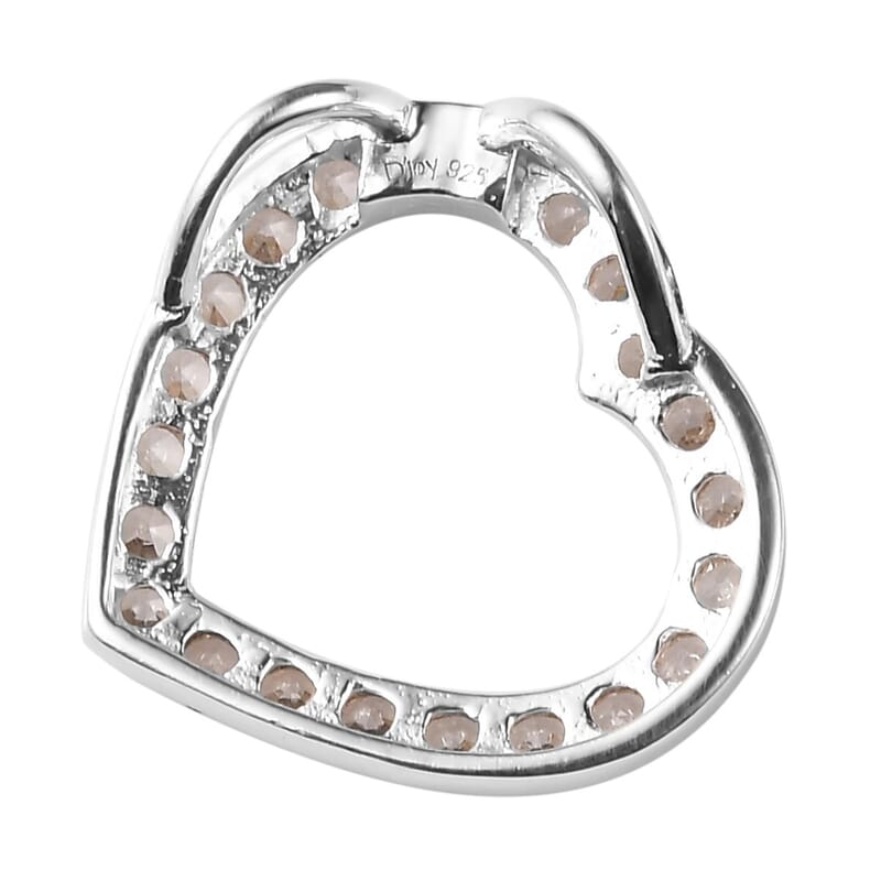 Brown Zircon Heart Pendant without Chain in Sterling Silver 1.15 ctw