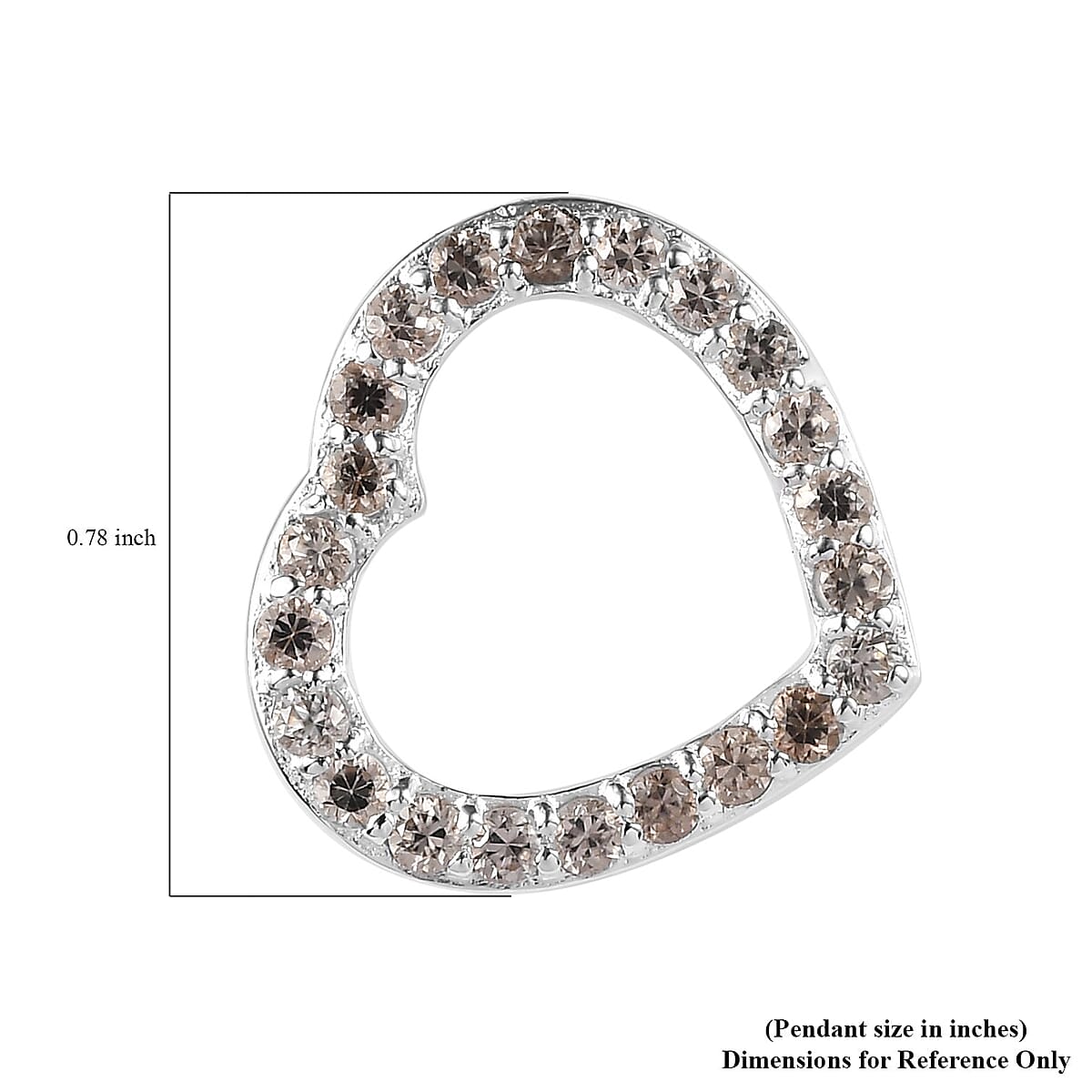 Brown Zircon Heart Pendant without Chain in Sterling Silver 1.15 ctw image number 5