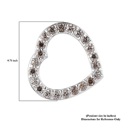 Brown Zircon Heart Pendant without Chain in Sterling Silver 1.15 ctw