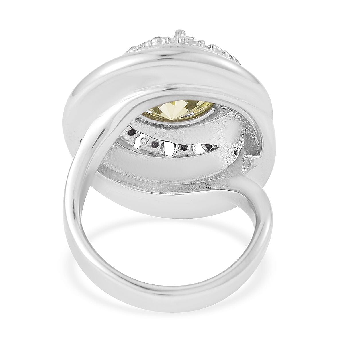 Simulated Yellow Sapphire, Neon Green and White Austrian Crystal Ring in Stainless Steel (Size 10.0)