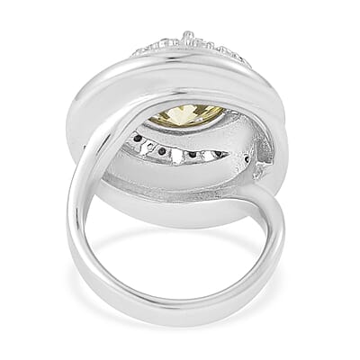 Simulated Yellow Sapphire, Neon Green and White Austrian Crystal Ring in Stainless Steel (Size 10.0)