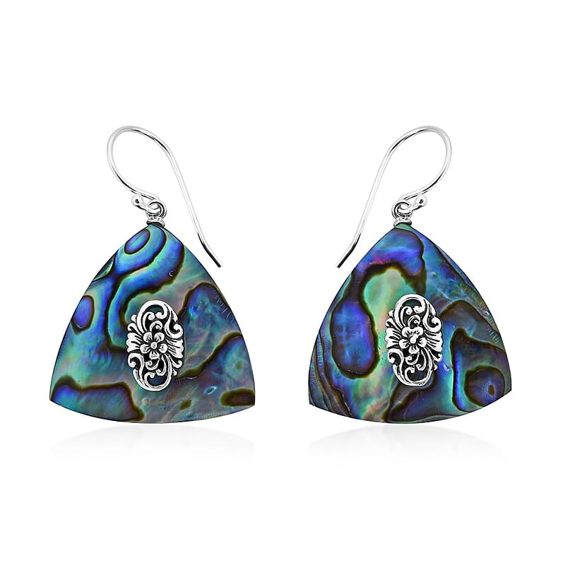 Abalone Shell Dangle Earrings in Sterling Silver