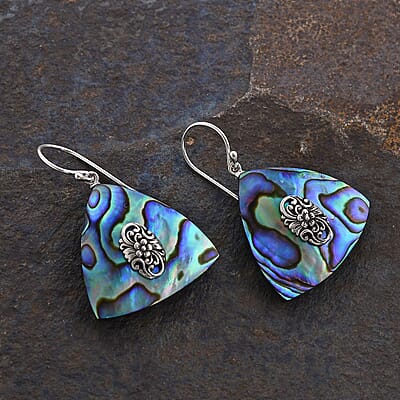 Abalone Shell Dangle Earrings in Sterling Silver