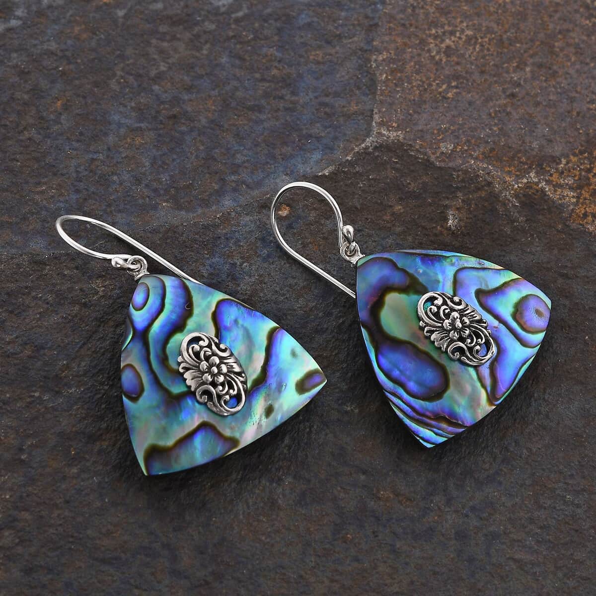Abalone Shell Dangle Earrings in Sterling Silver image number 1