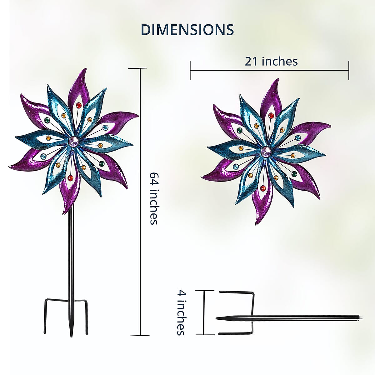 Alpine Floral Wind Spinner Garden Stake - Multi Color image number 4