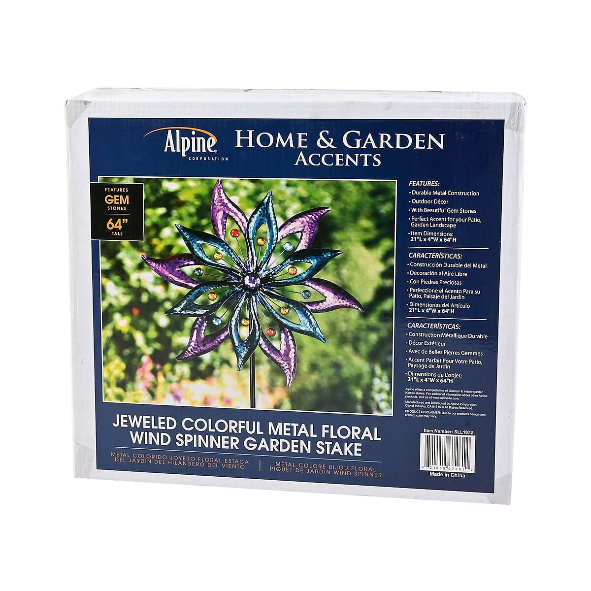 Alpine Floral Wind Spinner Garden Stake - Multi Color image number 6