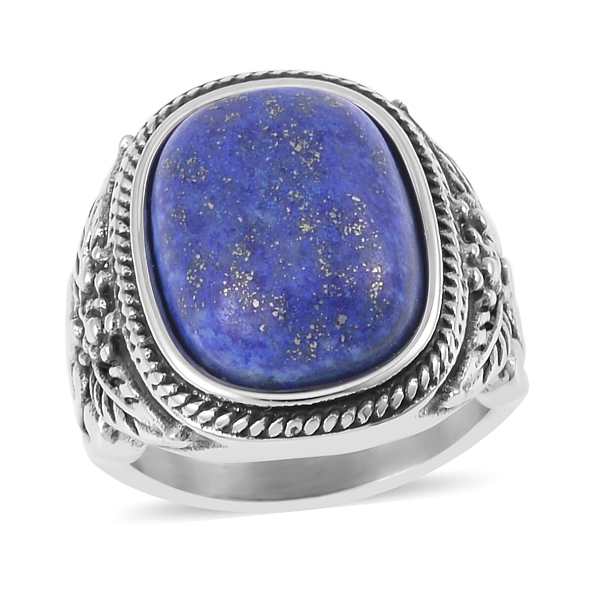 Lapis Lazuli Ring in Stainless Steel image number 0