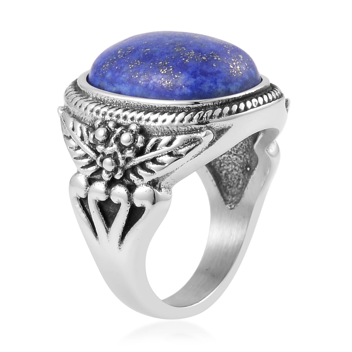 Lapis Lazuli Ring in Stainless Steel image number 3