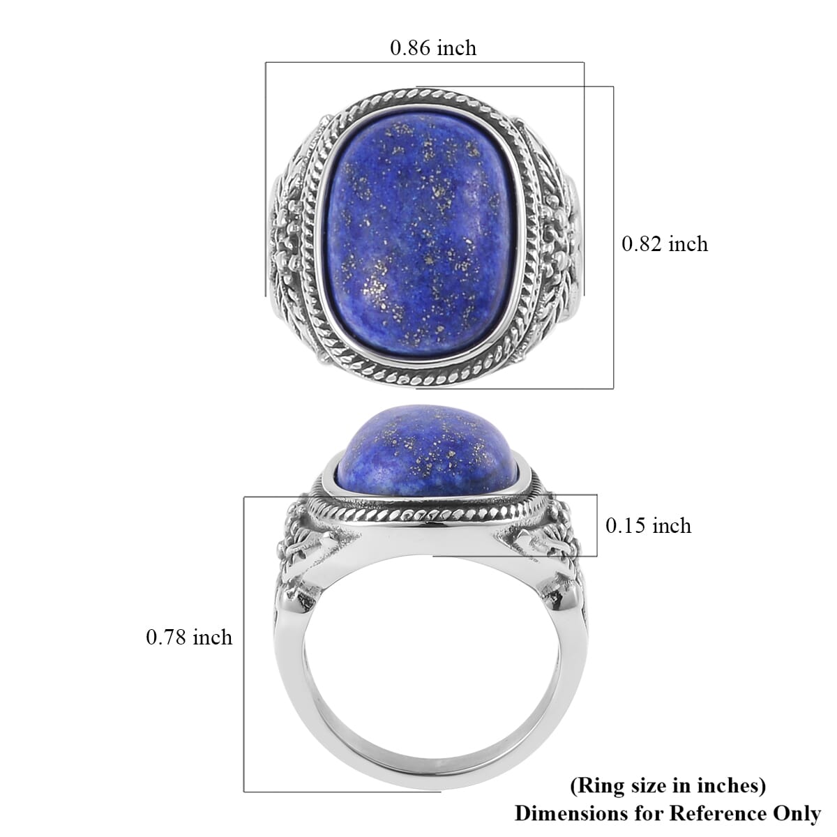 Lapis Lazuli Ring in Stainless Steel image number 5
