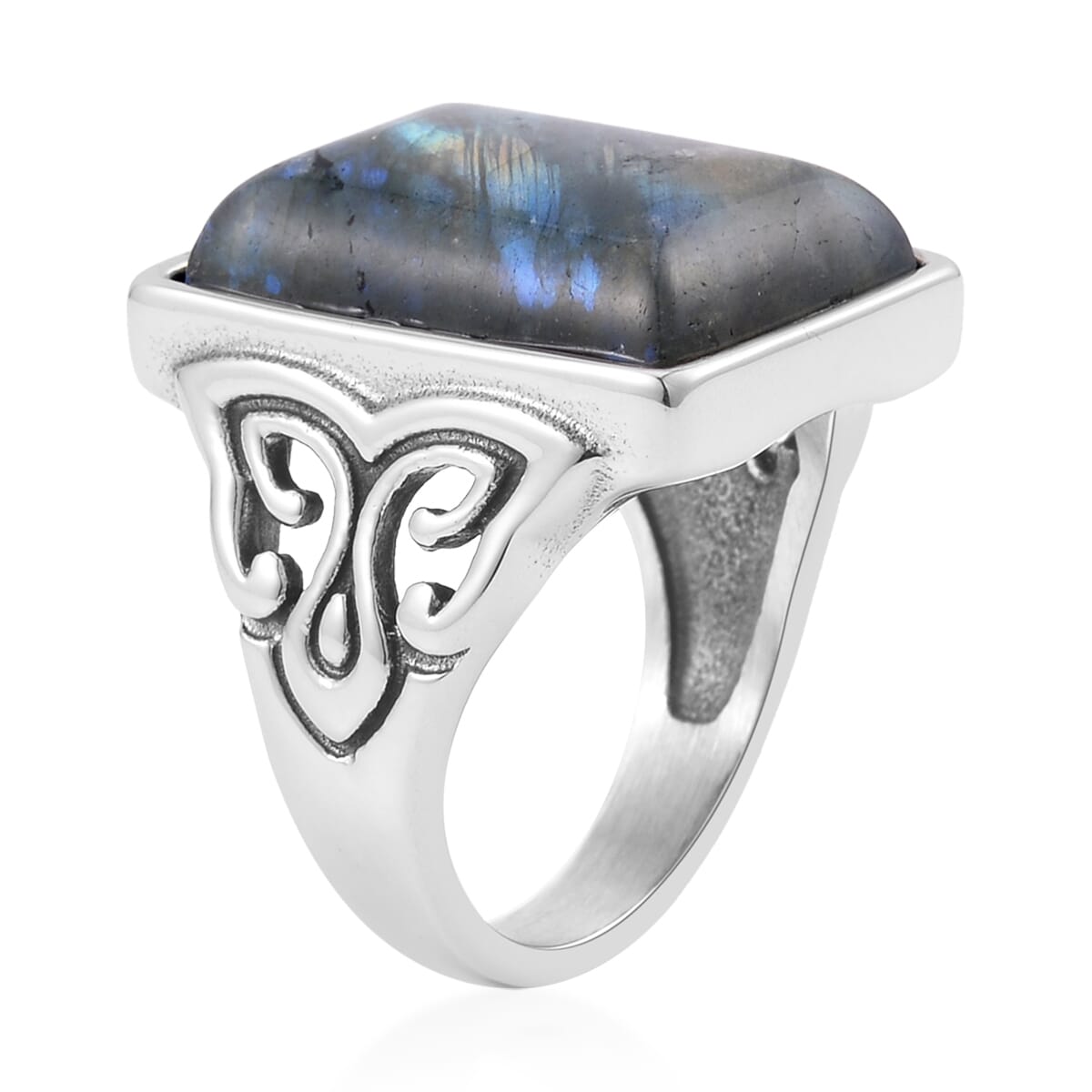 Malagasy Labradorite Ring in Stainless Steel image number 3