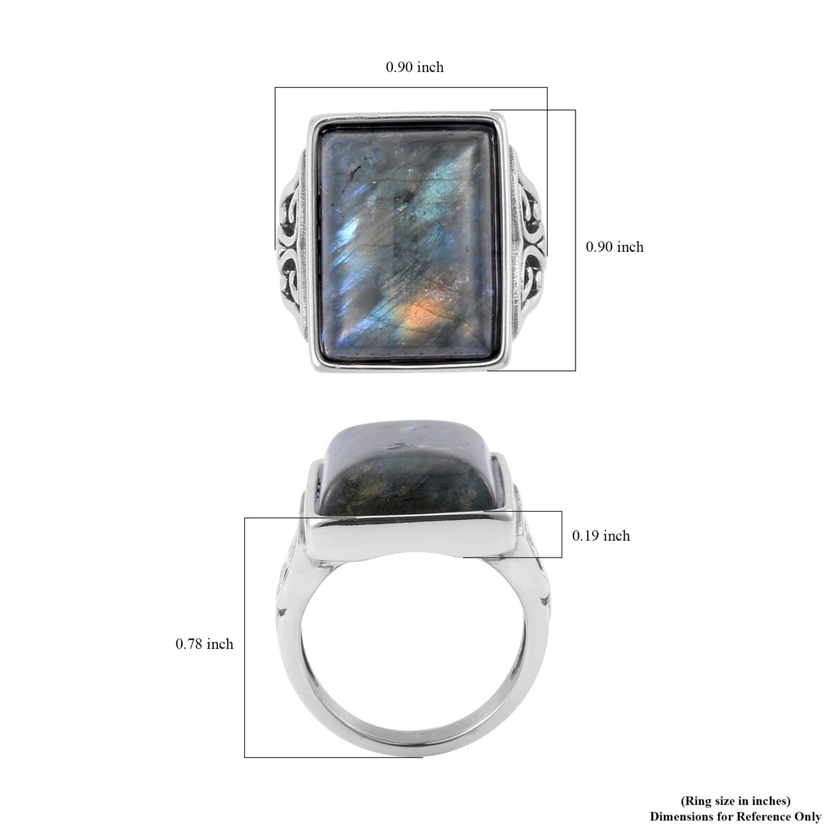 Malagasy Labradorite Ring in Stainless Steel image number 5