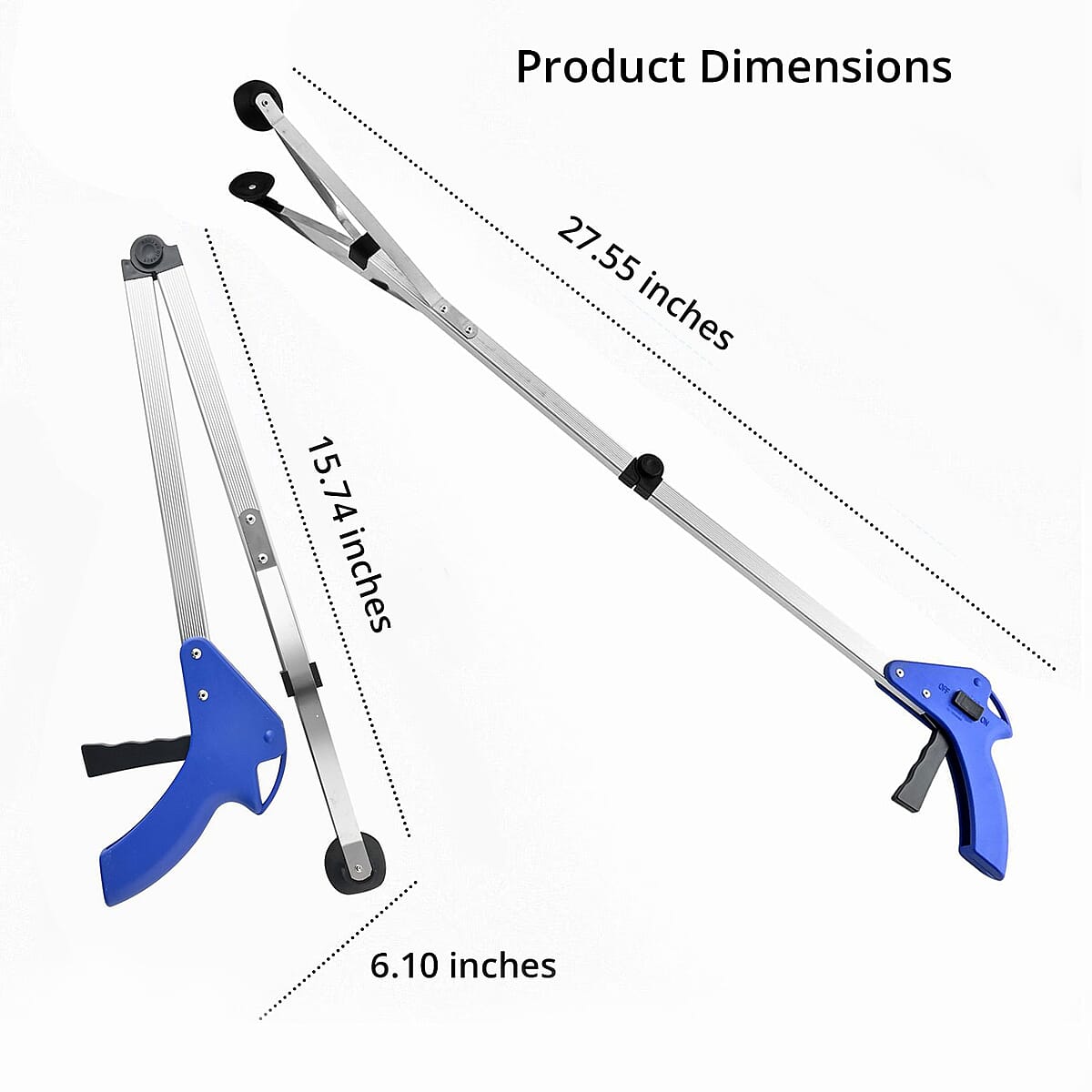 Bulk Buys Pickup and Reaching Tool - Silver/Black/Blue image number 3