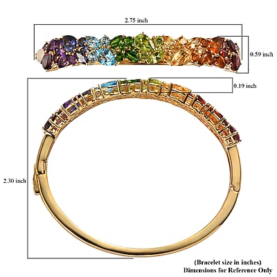 Premium Multi Gemstone 11.00 ctw Bangle Bracelet in 18K Vermeil YG Over Sterling Silver (6.50 In)