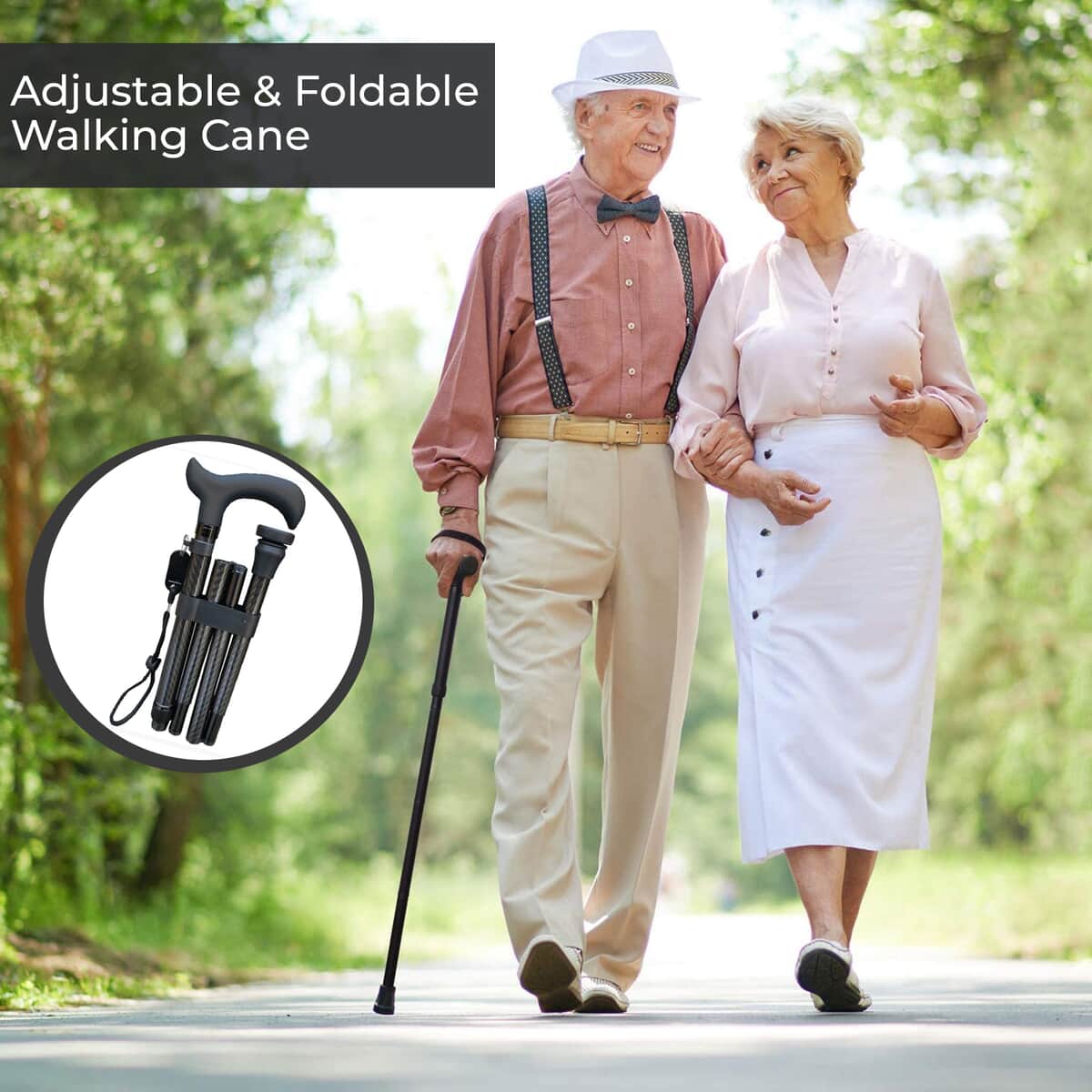 Bulk Buys Foldable Walking Cane, Non Slip Easy Fold Walking Stick, Collapsible Walking Aid – Black image number 1