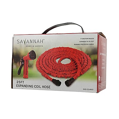 Savannah 25ft Expanding Coil Hose - Red/Black