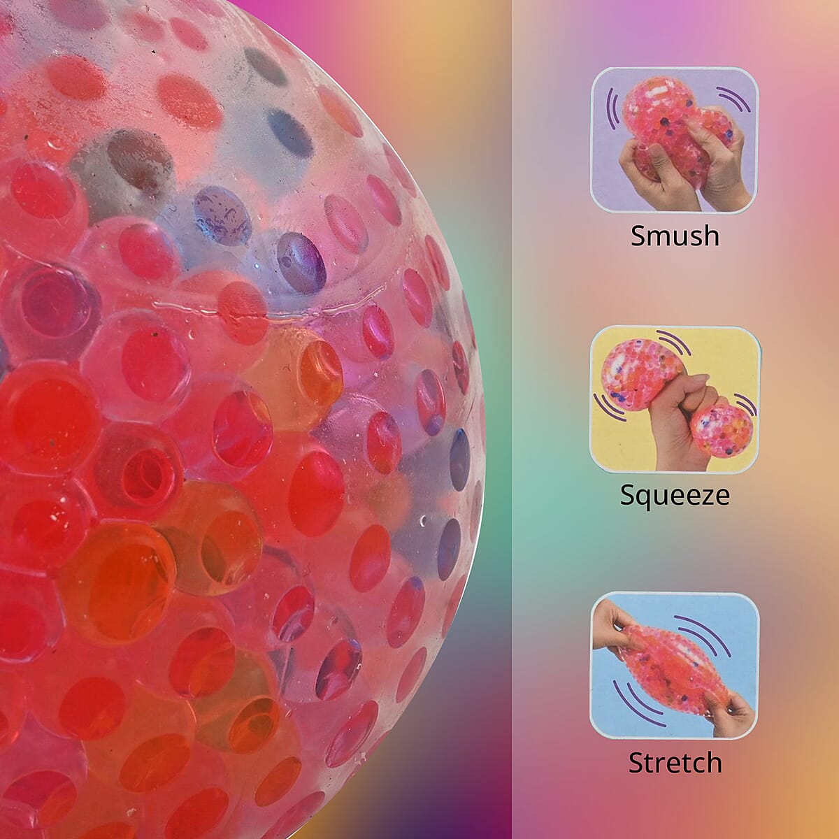 Fidgety 4in Squishy Stress Ball with Gel Water Beads image number 2