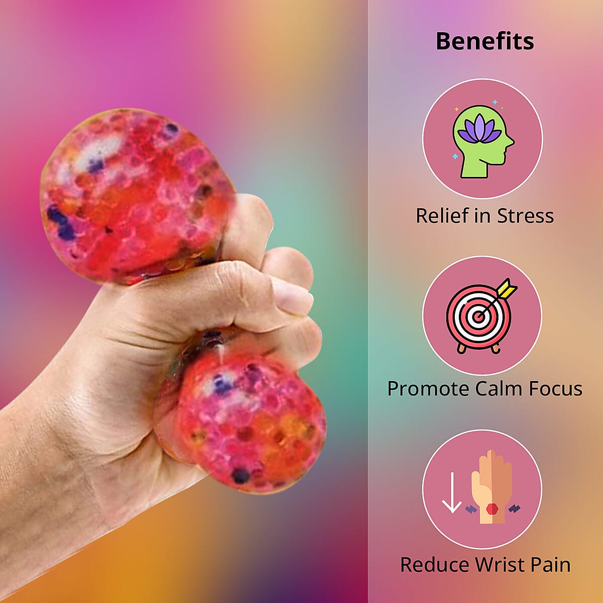 Fidgety 4in Squishy Stress Ball with Gel Water Beads image number 3