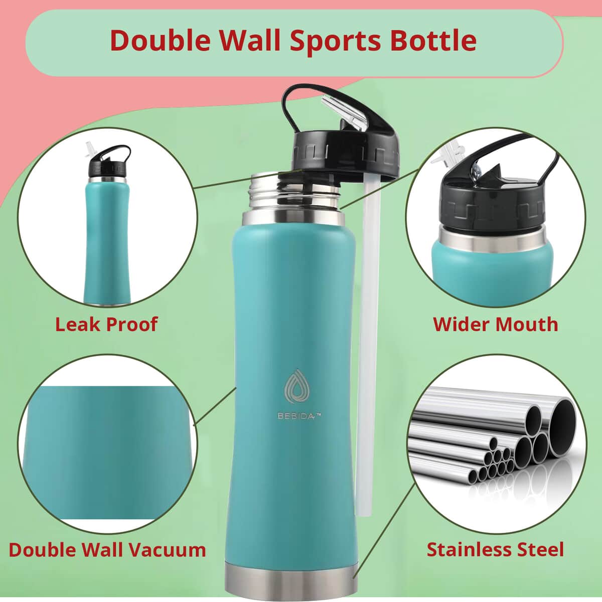 Buy Bebida 25oz Stainless Steel Double Wall Sports Bottle -Purple