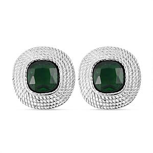 Green Austrian Crystal 6.00 ctw Earrings in Stainless Steel