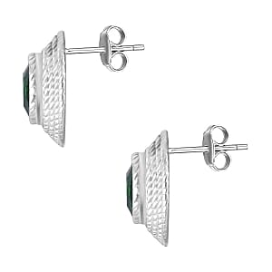 Green Austrian Crystal 6.00 ctw Earrings in Stainless Steel