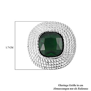 Green Austrian Crystal 6.00 ctw Earrings in Stainless Steel
